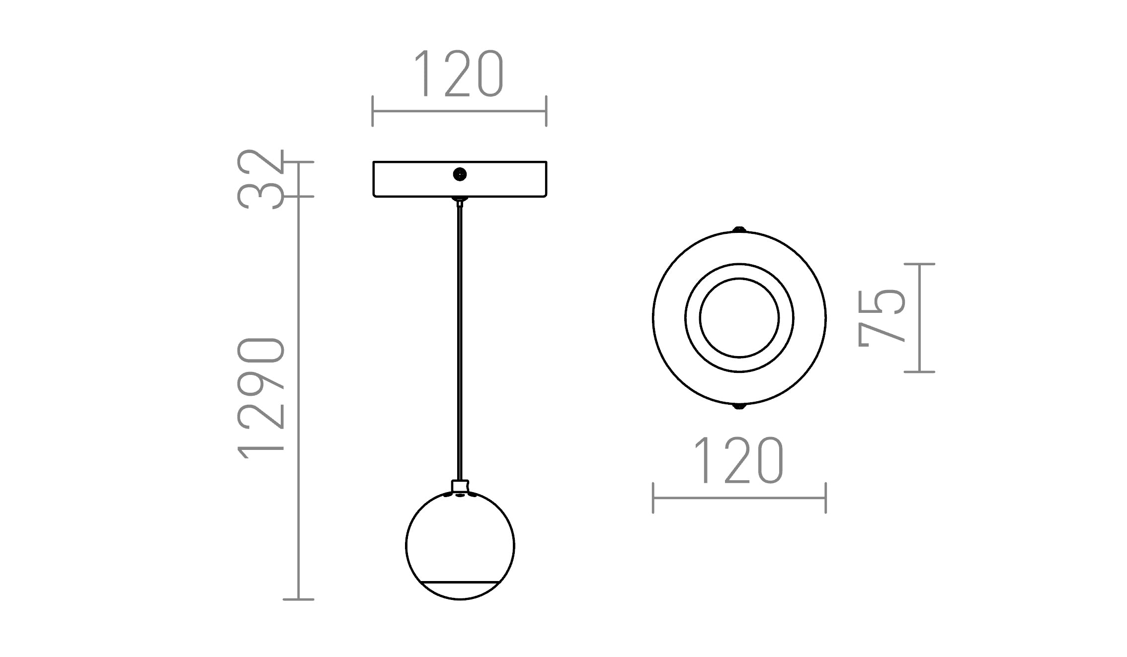 GLOSSY pendel lampa - Product sketch