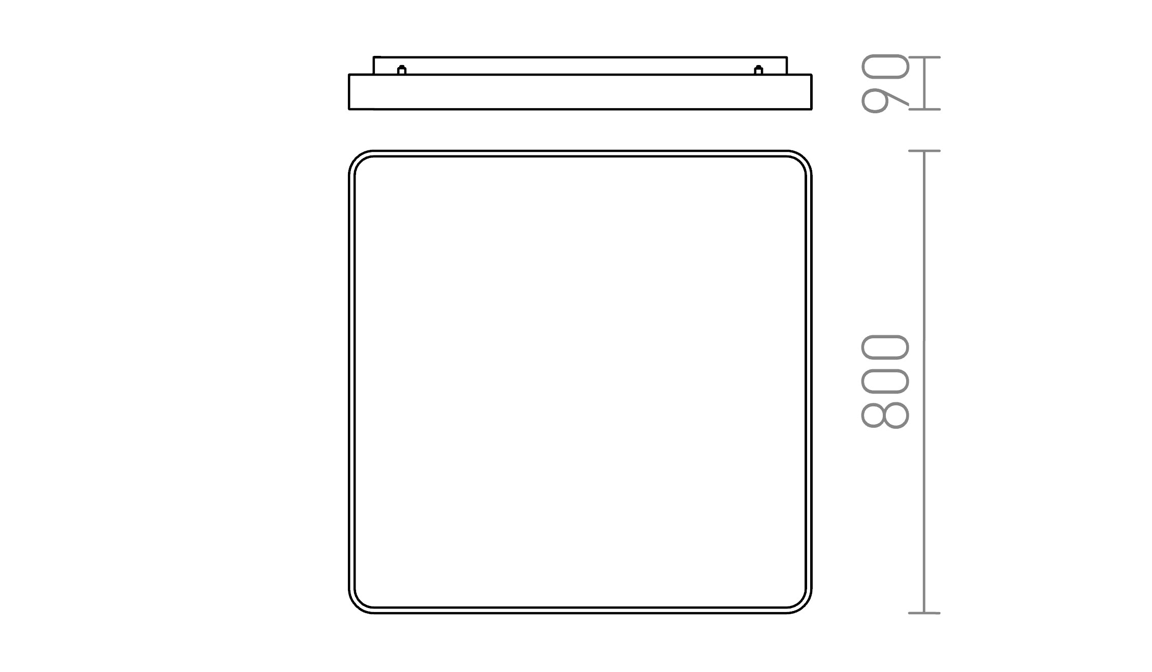 MENSA SQ 80 stropna lampa - Product sketch