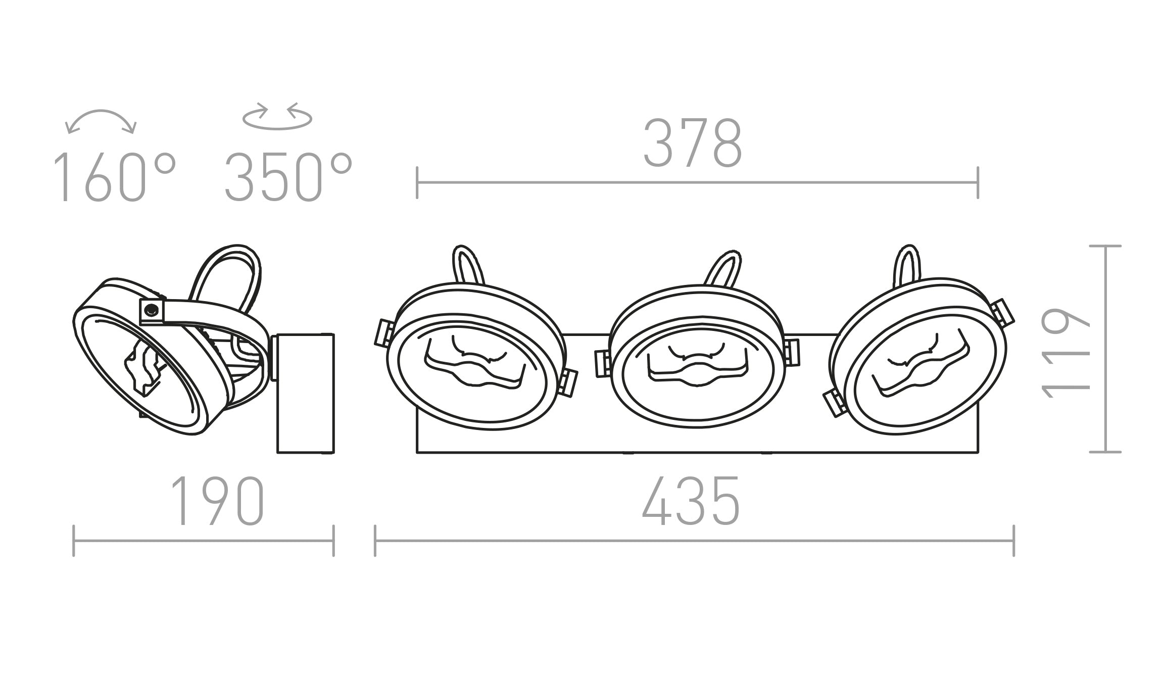 KELLY LED III na parede lâmpada - Product sketch