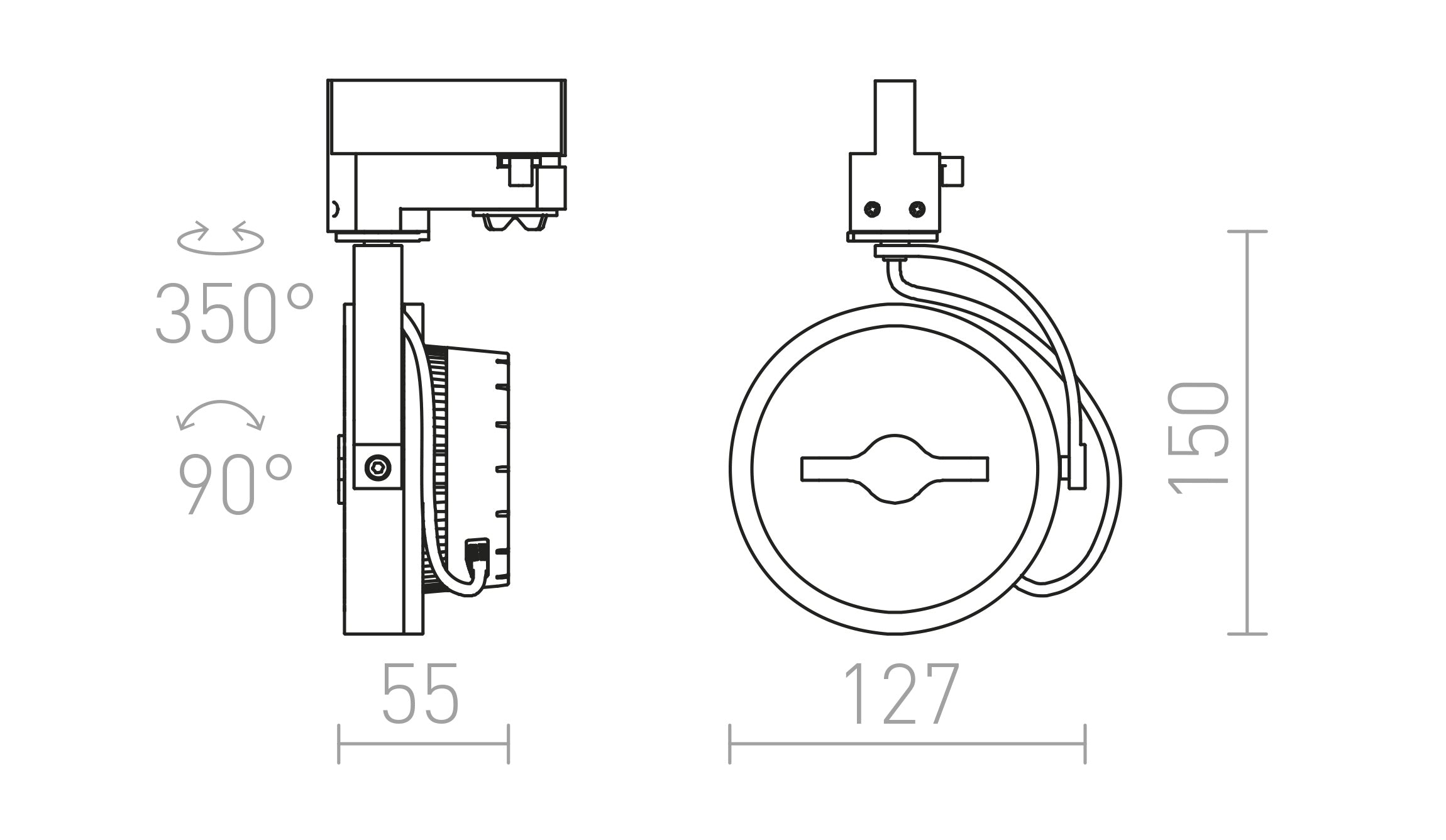 KELLY LED DIMM für 3-Phasen-Stromschiene - Product sketch