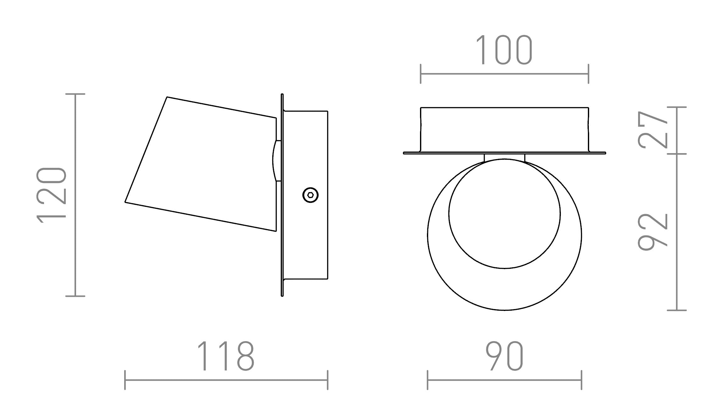AMADEUS I na parede lâmpada - Product sketch