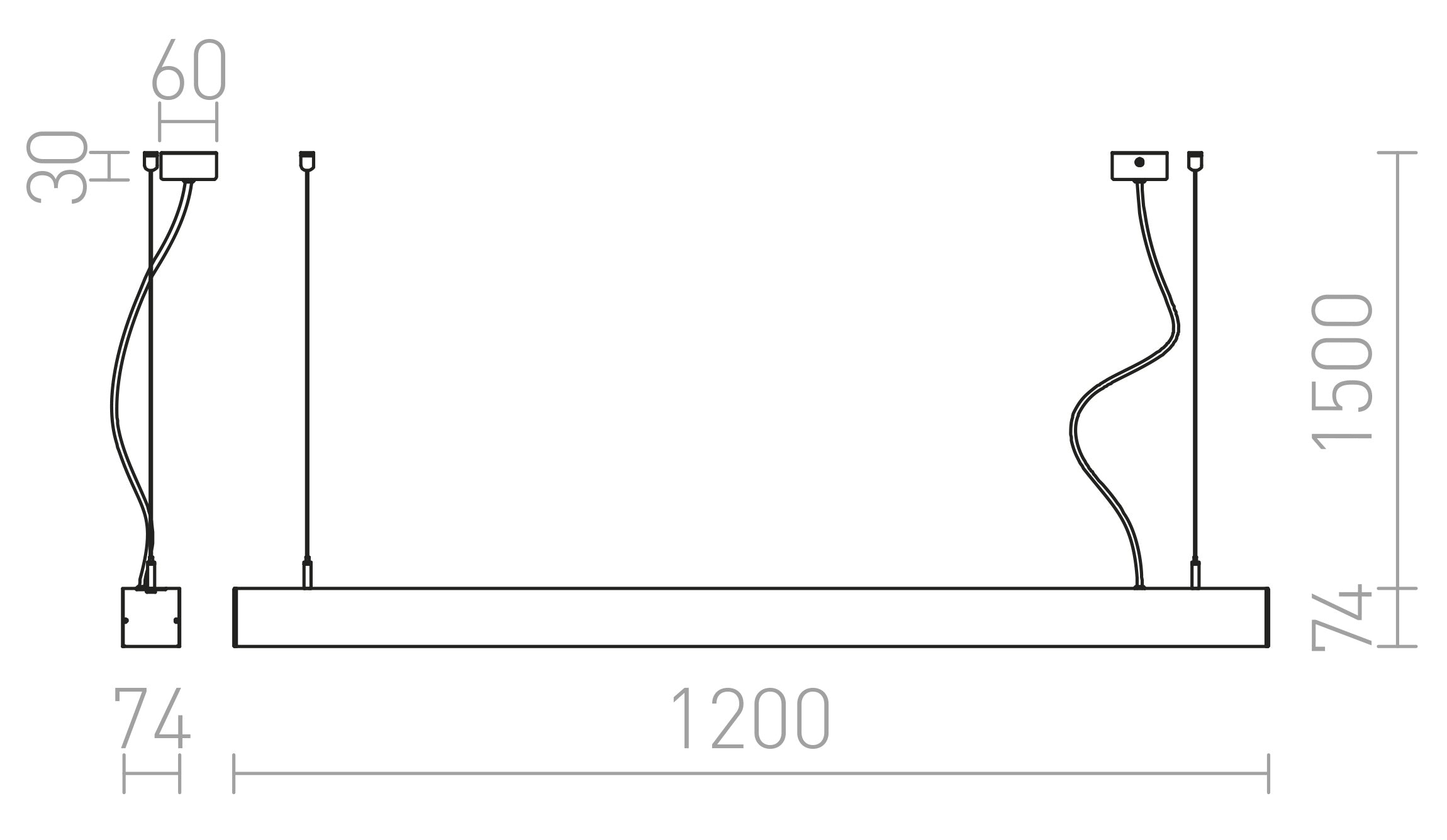 PESANTE 75 riippuvalaisin lamppu - Product sketch