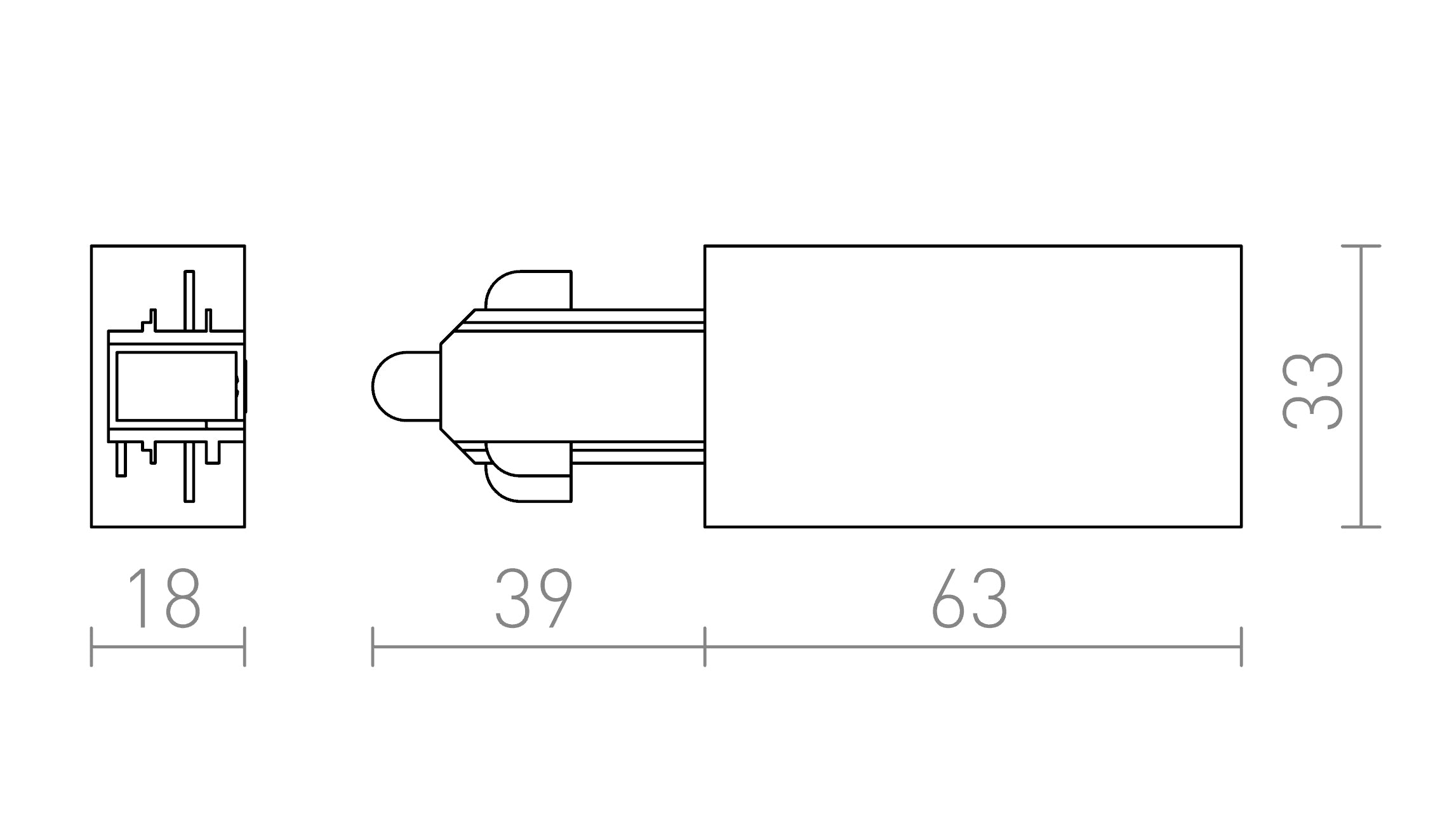 1F alimentação, polaridade direita lâmpada - Product sketch