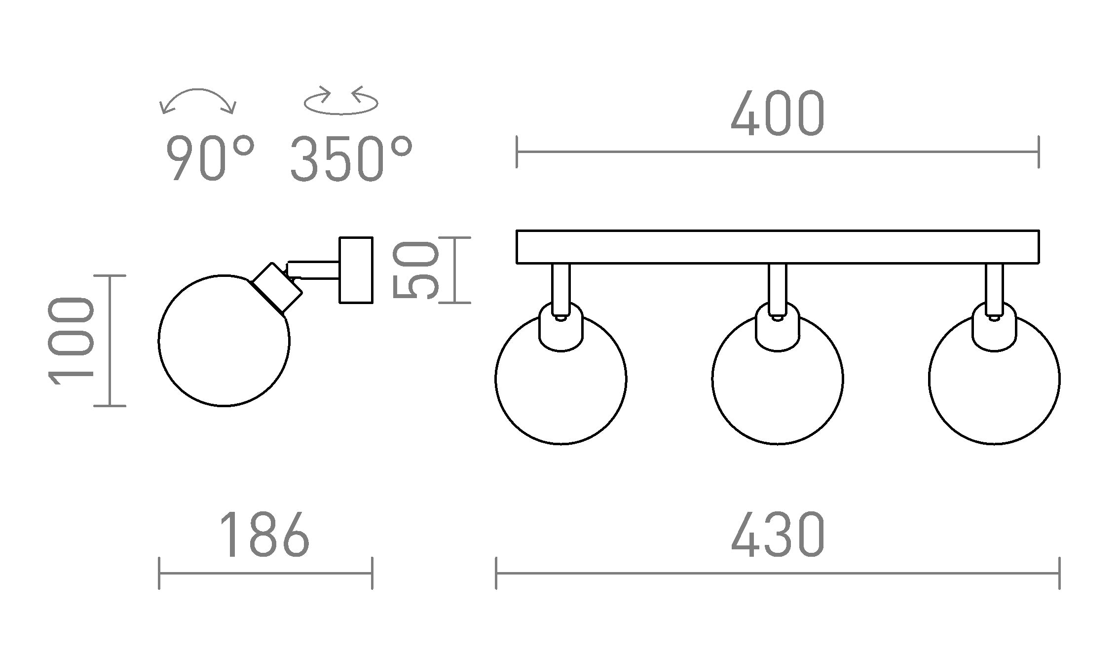 BOLLY III ytmonterad lampa - Product sketch