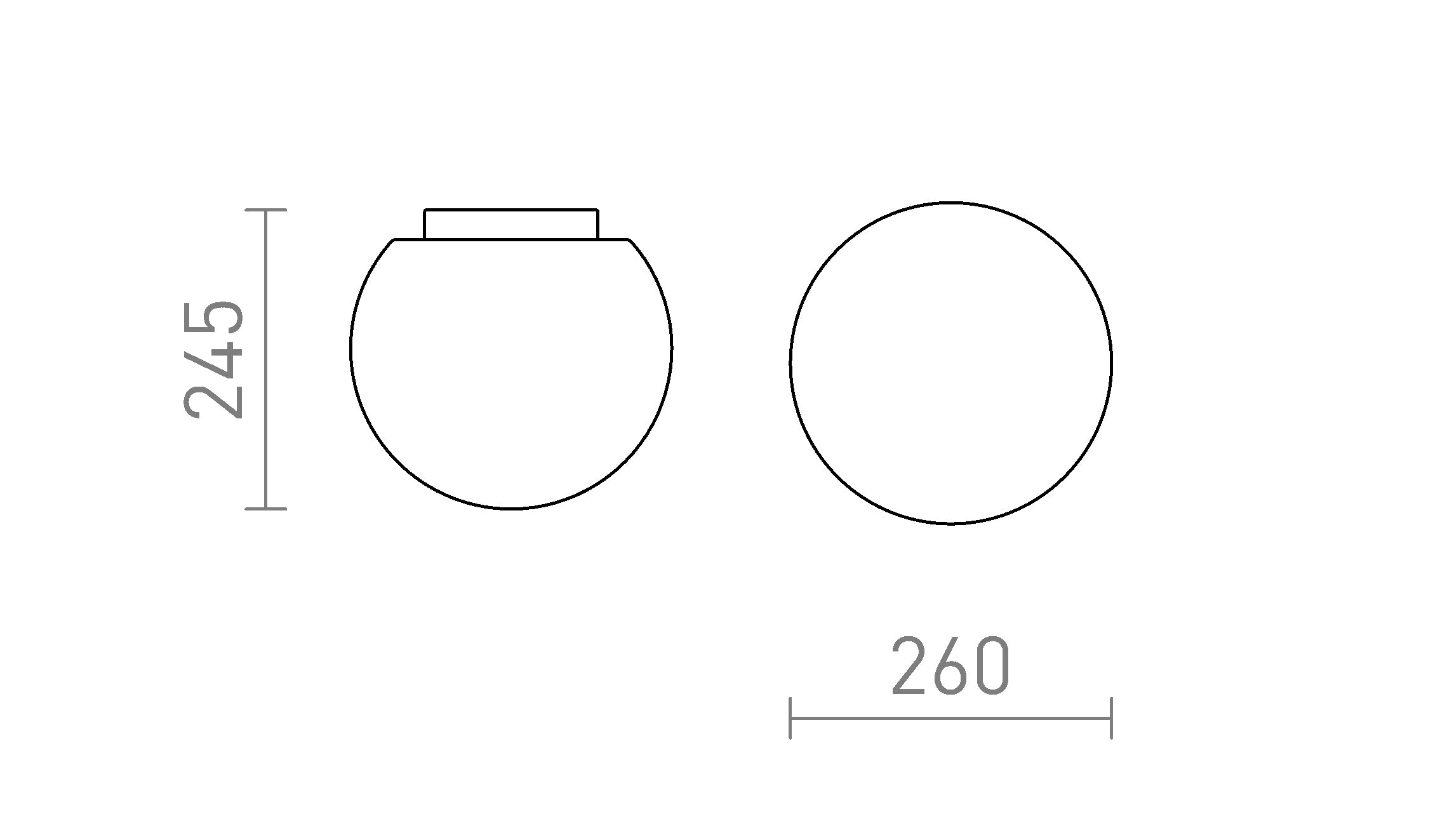 BOLLY 26 stropna lampa - Product sketch