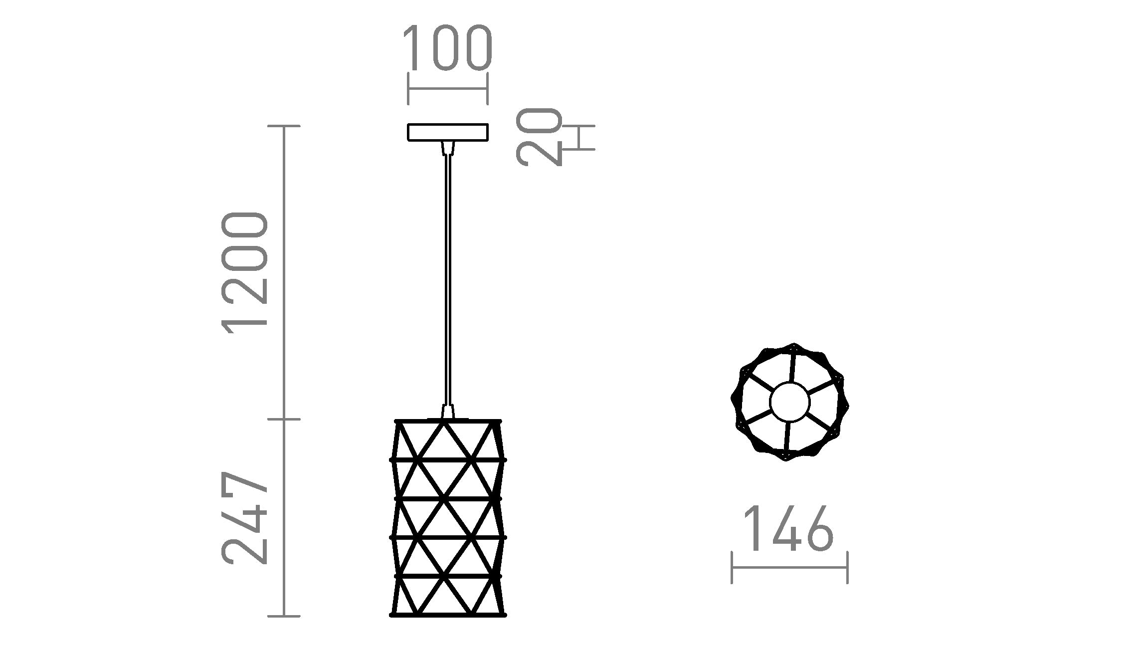ILUSIA viseća lampa - Product sketch