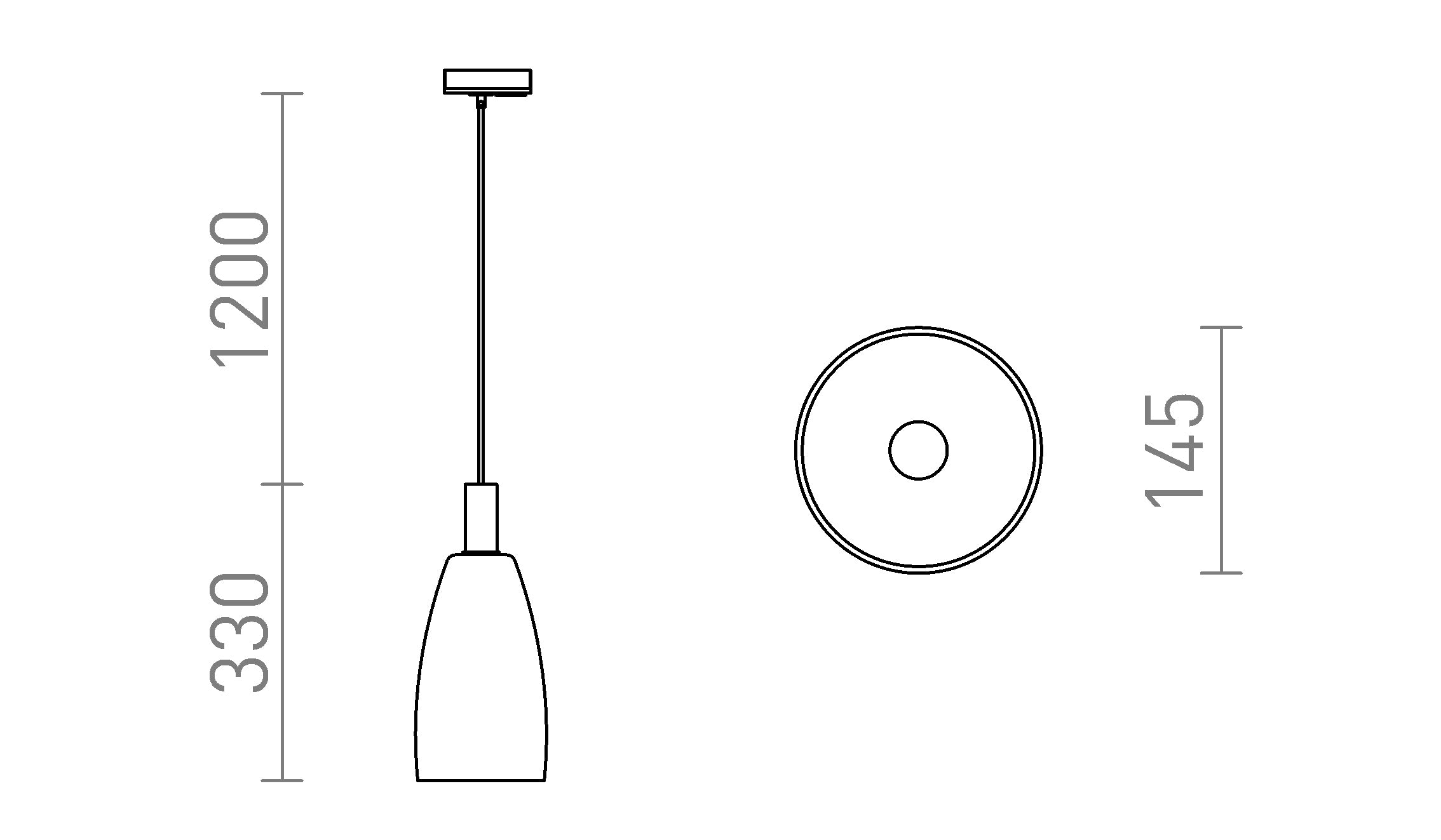 BELLINI L E14 para calha monofásica suspenso lâmpada - Product sketch