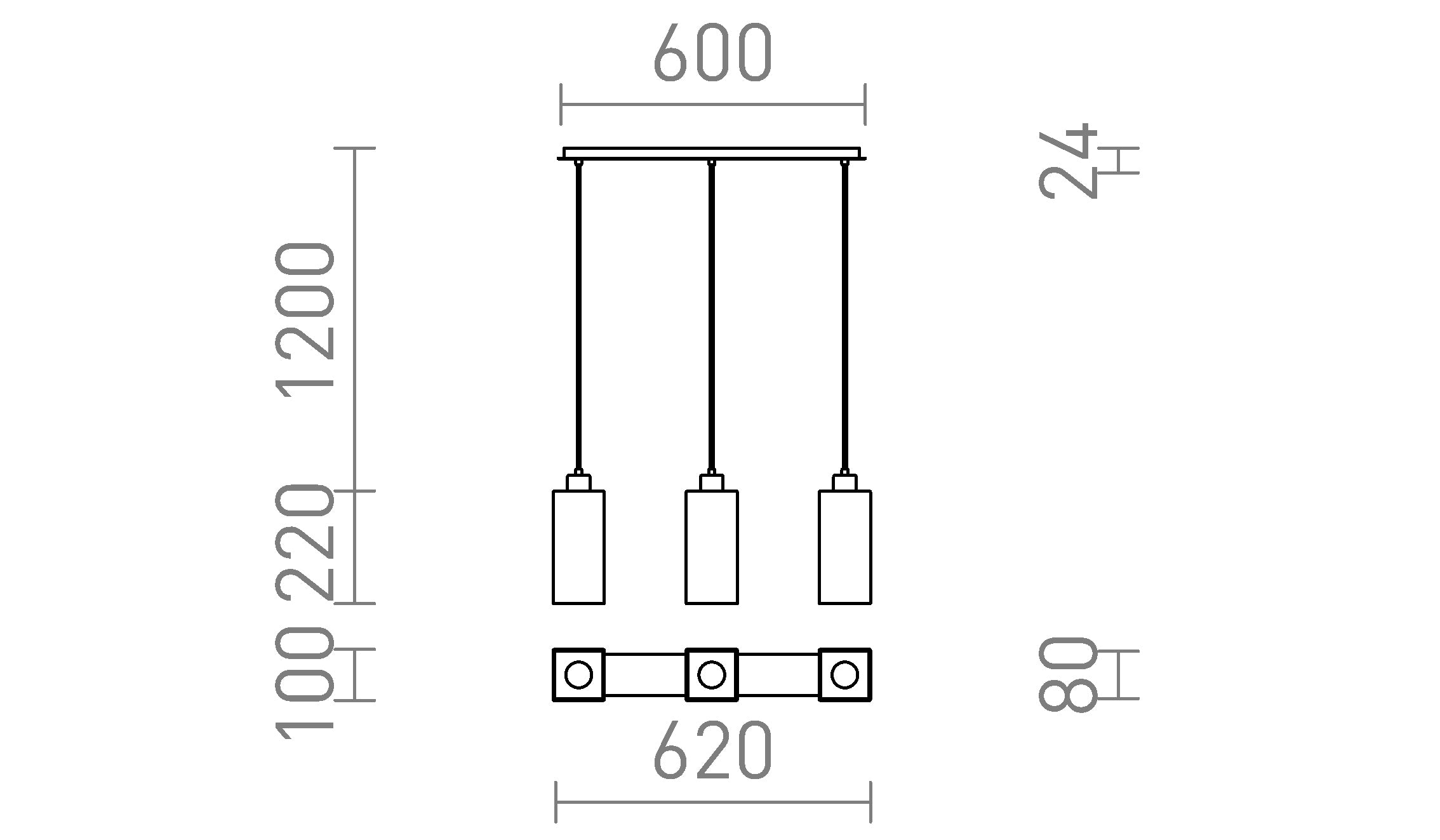 LIZ III 60 κρεμαστό λαμπτήρας - Product sketch