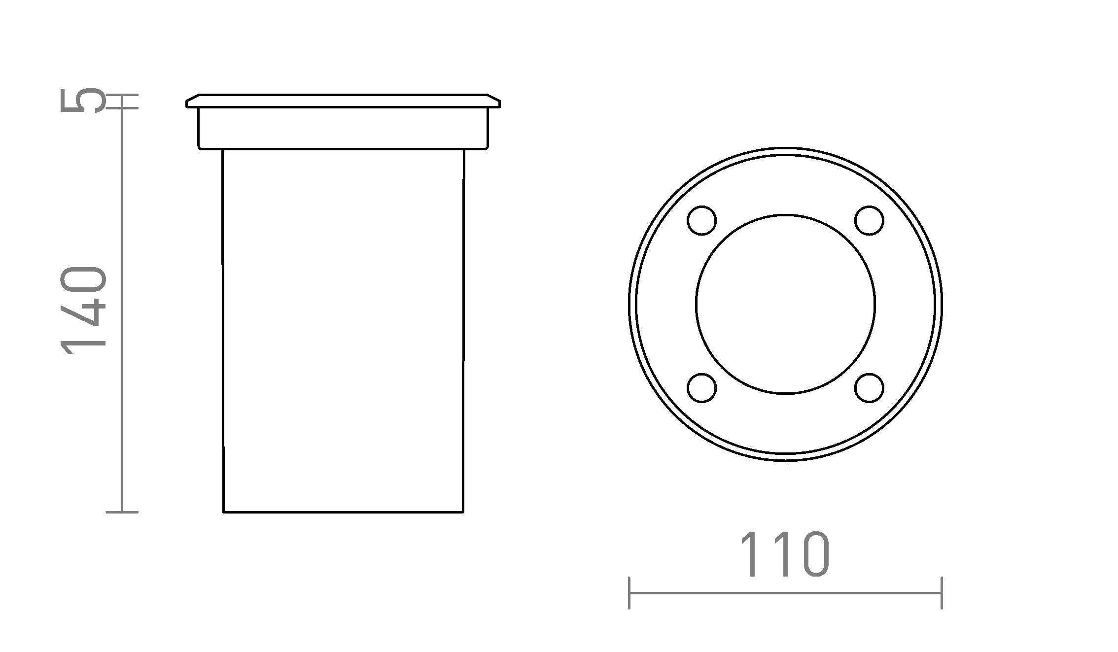 ORBU R încastrat lampă - Product sketch