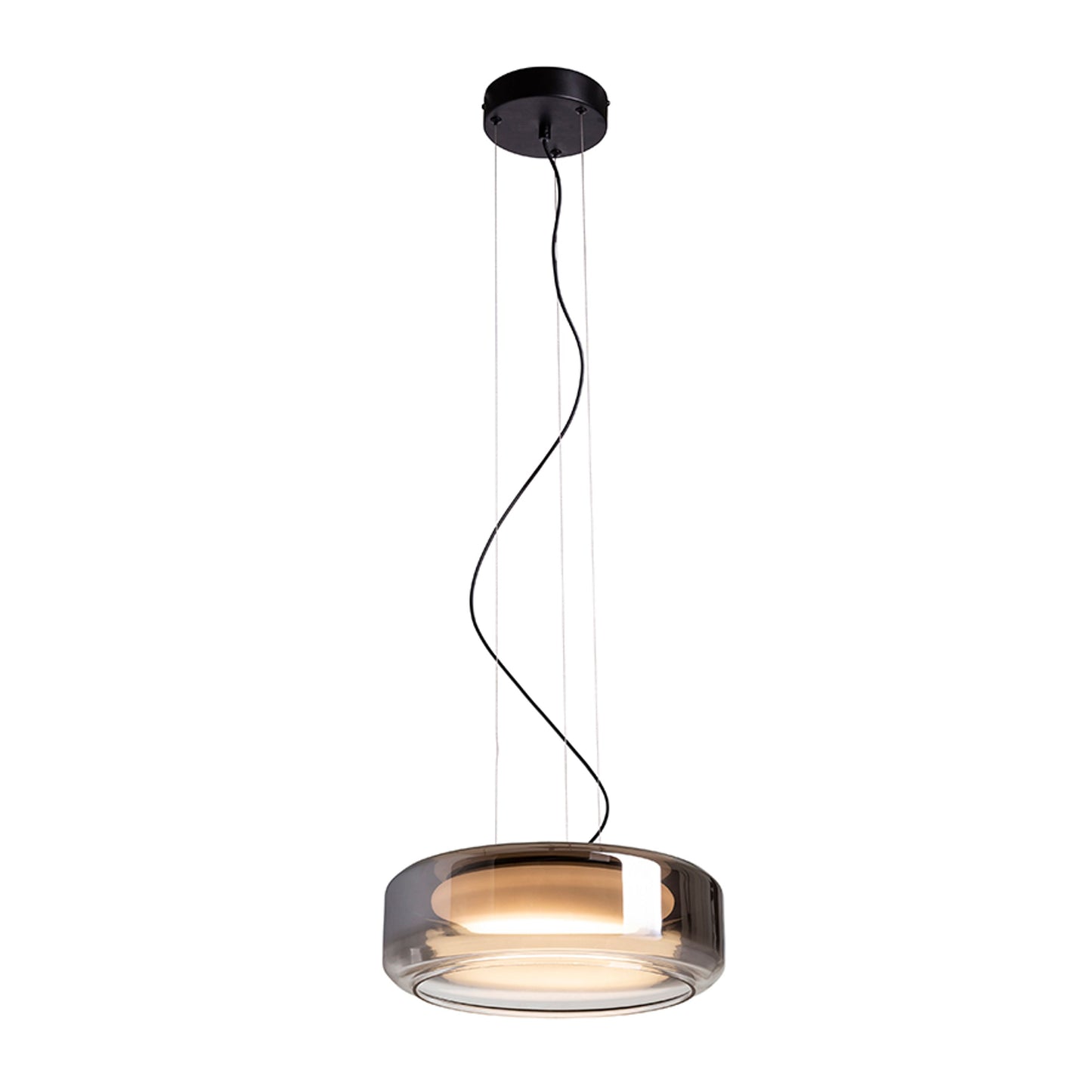 RENDL pendant lamp NAOMI 35 pendant smoke-colored glass/frosted glass/black 230V LED 18W 3000K R14400 7