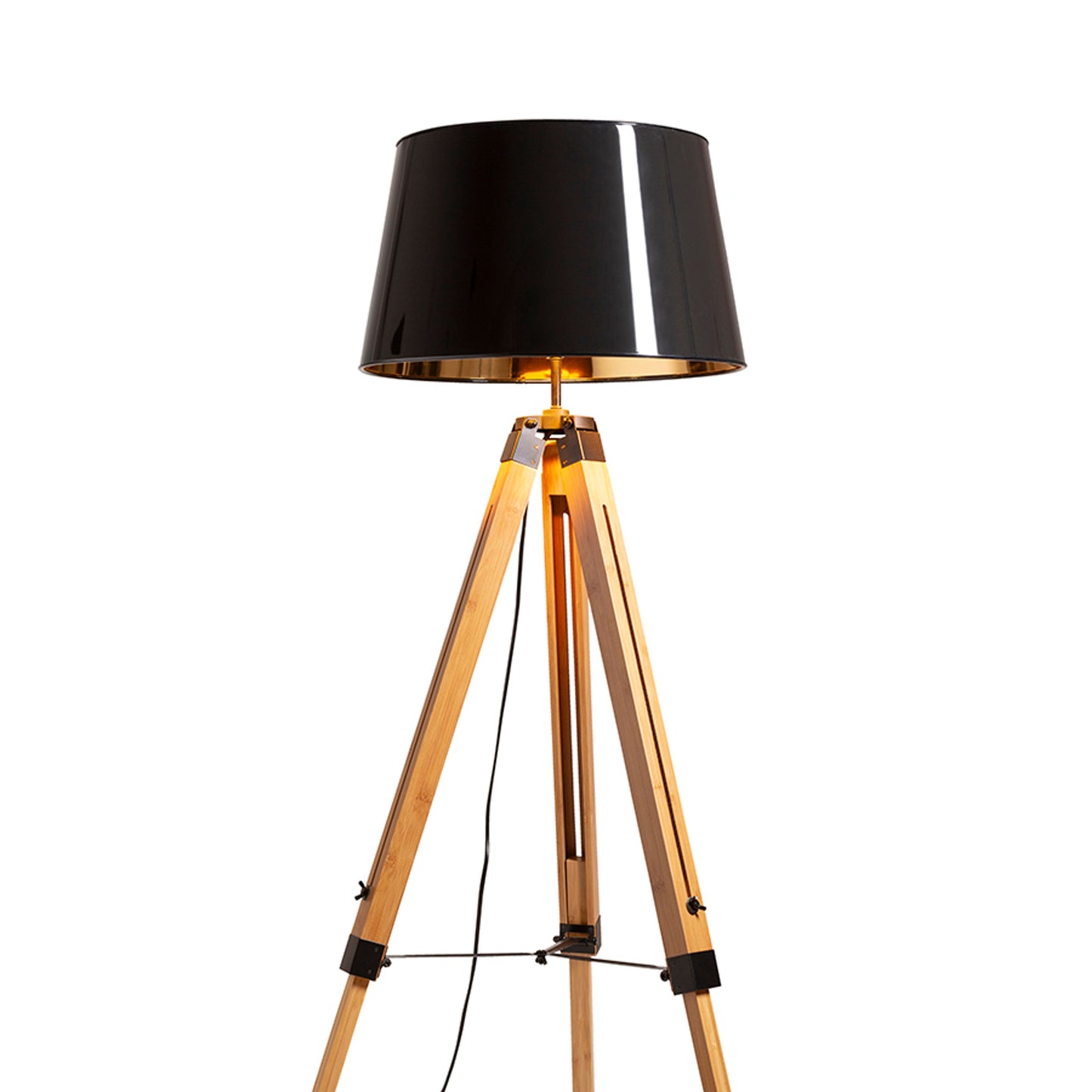 RENDL floor lamp ALVIS/RIDICK floor shiny black golden foil/bamboo/black 230V LED E27 15W R14501 2