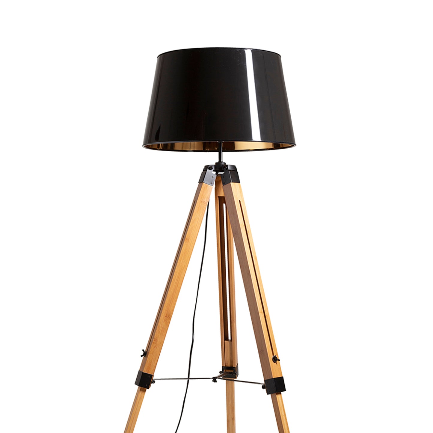 RENDL floor lamp ALVIS/RIDICK floor shiny black golden foil/bamboo/black 230V LED E27 15W R14501 4