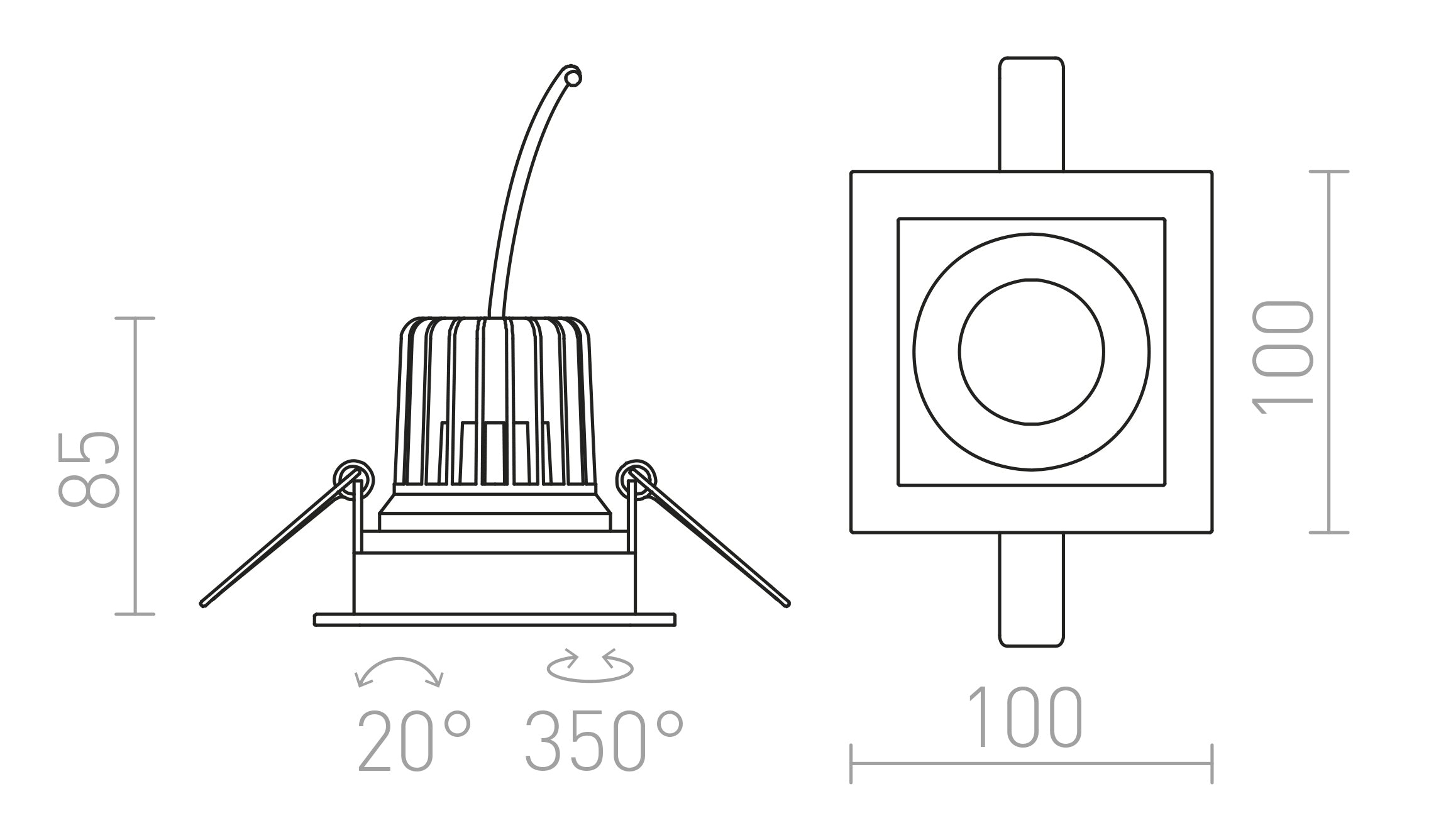 TIM  embutida lâmpada - Product sketch
