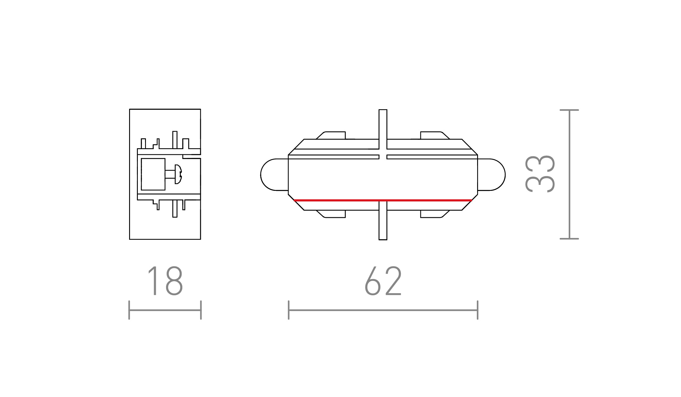 JUNTA LINEAR PARA CALHA MONOFÁSICA - Product sketch