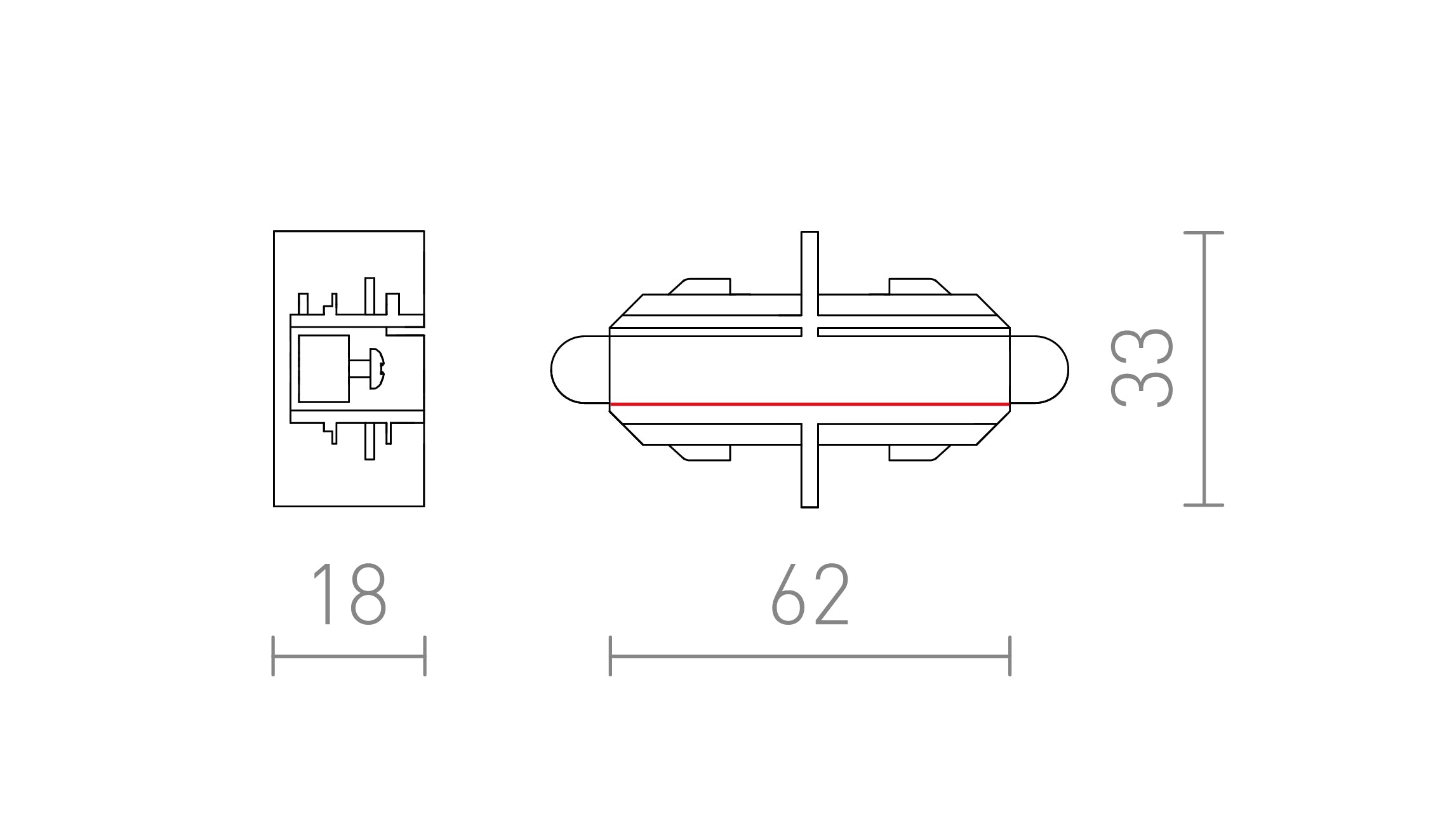 JUNTA LINEAR PARA CALHA MONOFÁSICA - Product sketch