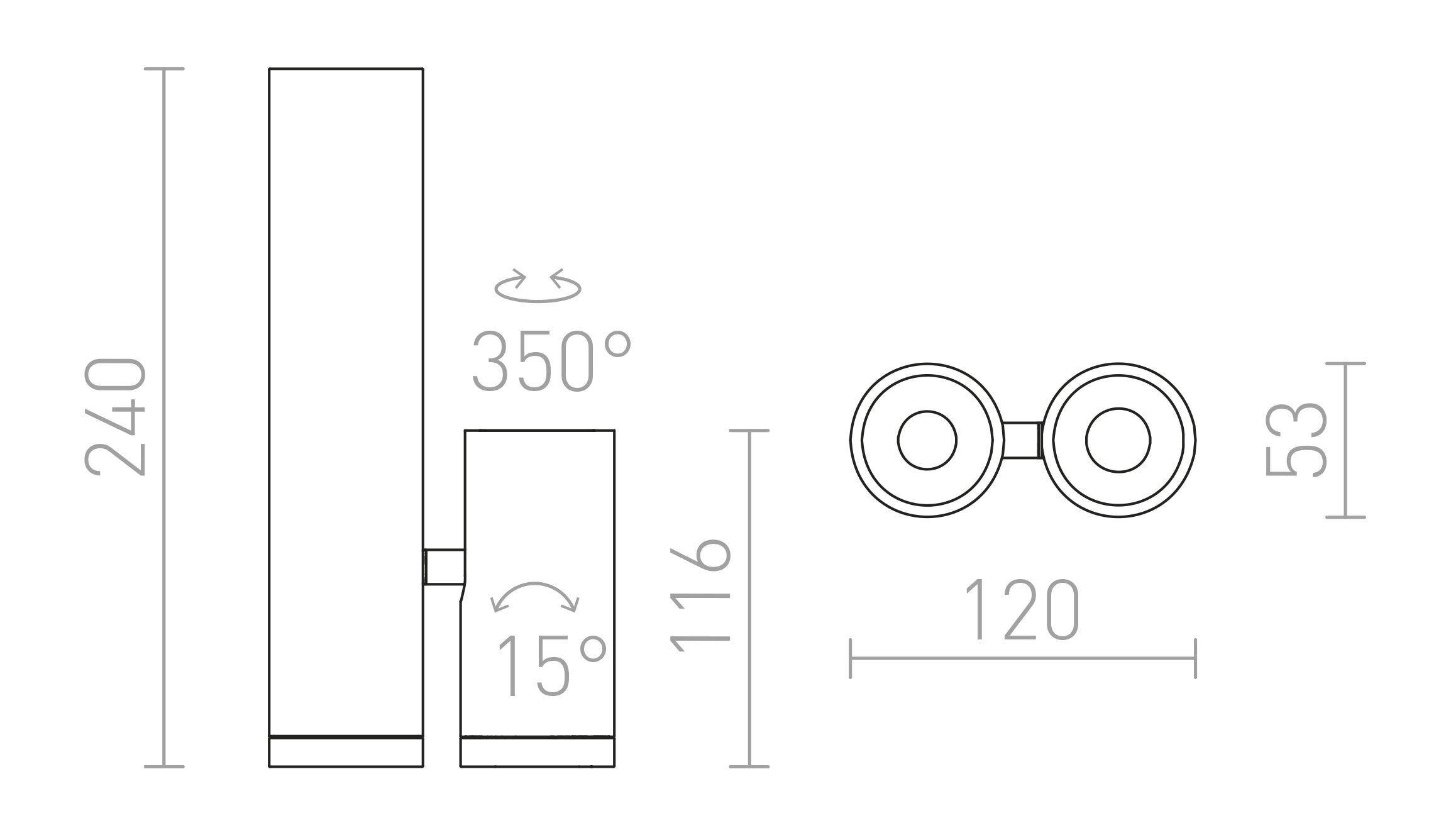 BOGARD TWIN teto lâmpada - Product sketch