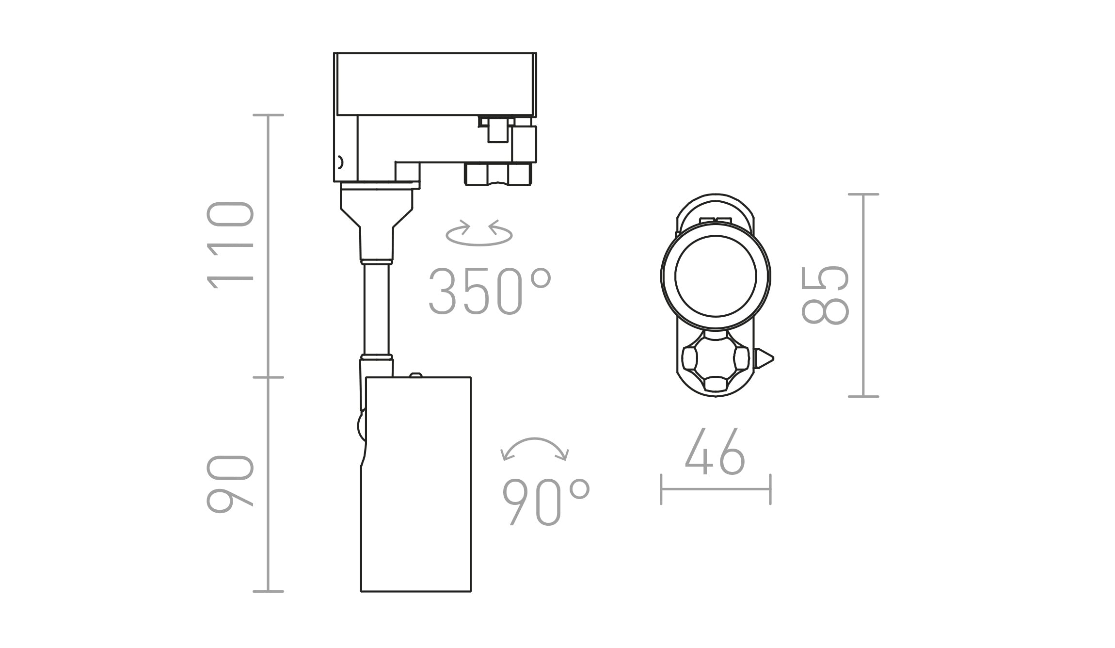 LOLLIPOP PARA CALHA TRIFÁSICA - Product sketch