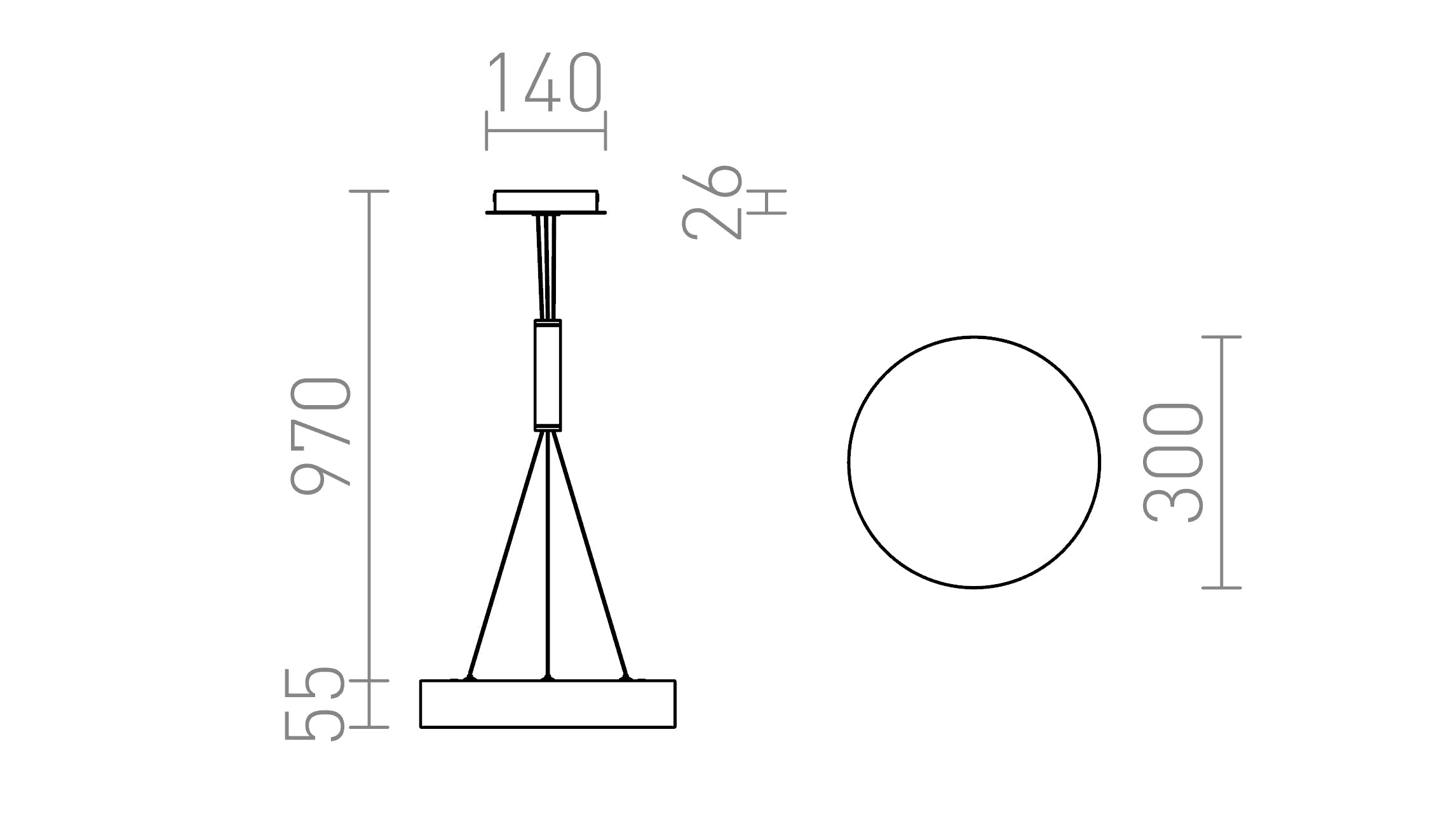 LARISA R 30 suspenso lâmpada - Product sketch