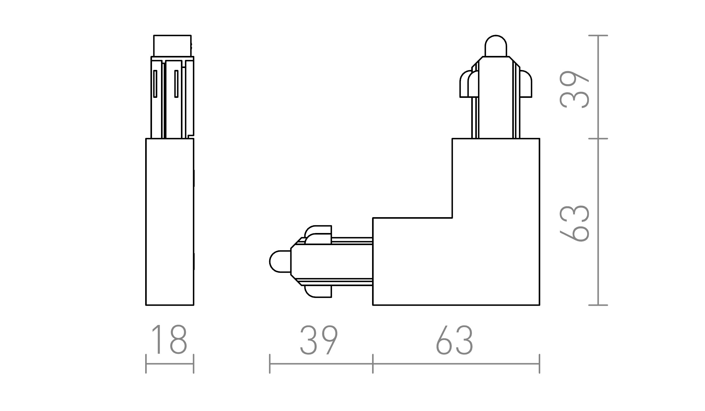 LIGAÇÃO L PARA CALHA MONOFÁSICA (POLARIDADE INTERNO) - Product sketch