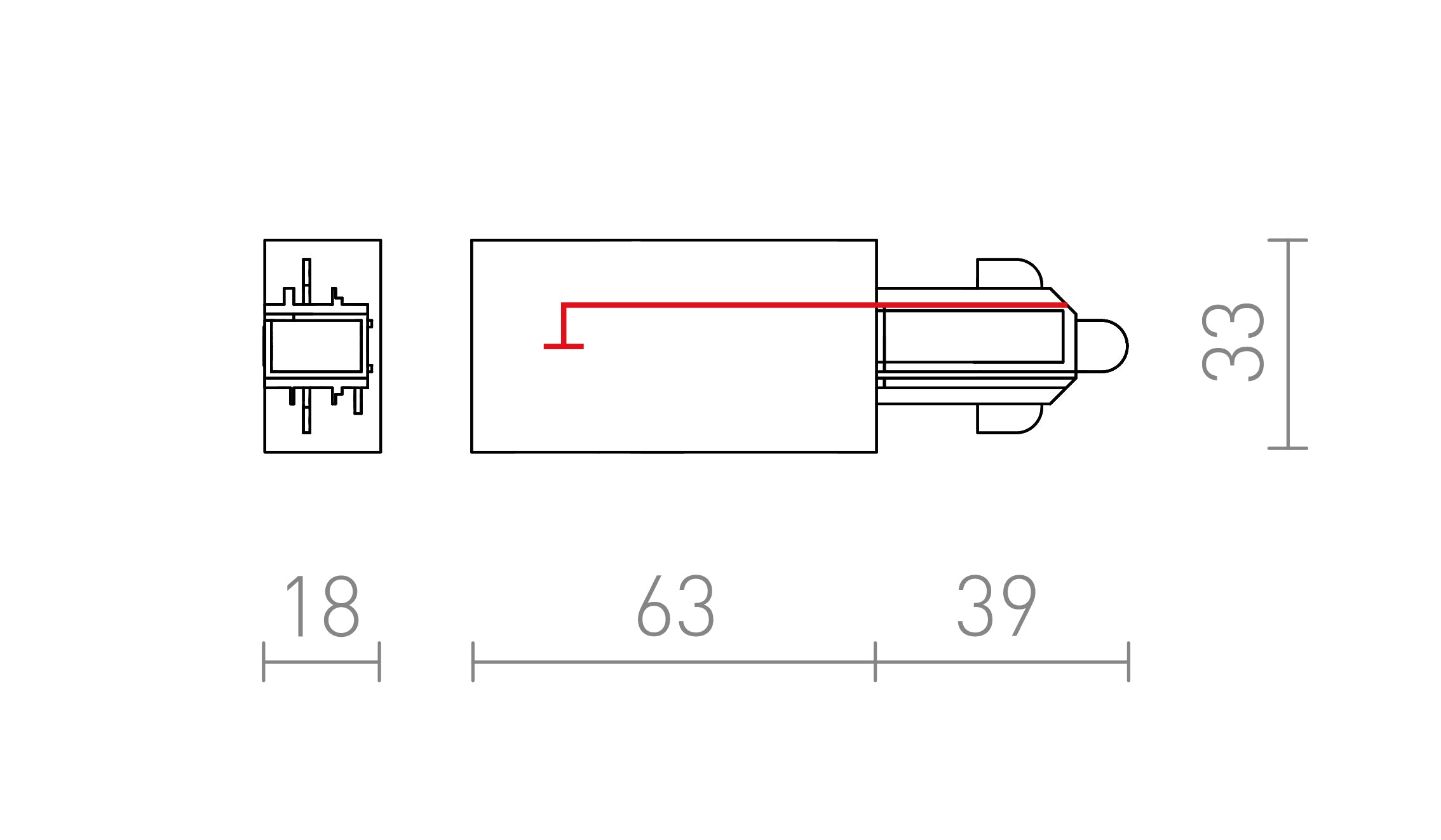 ALIMENTAÇÃO PARA CALHA MONOFÁSICA (POLARIDADE DIREITA) - Product sketch