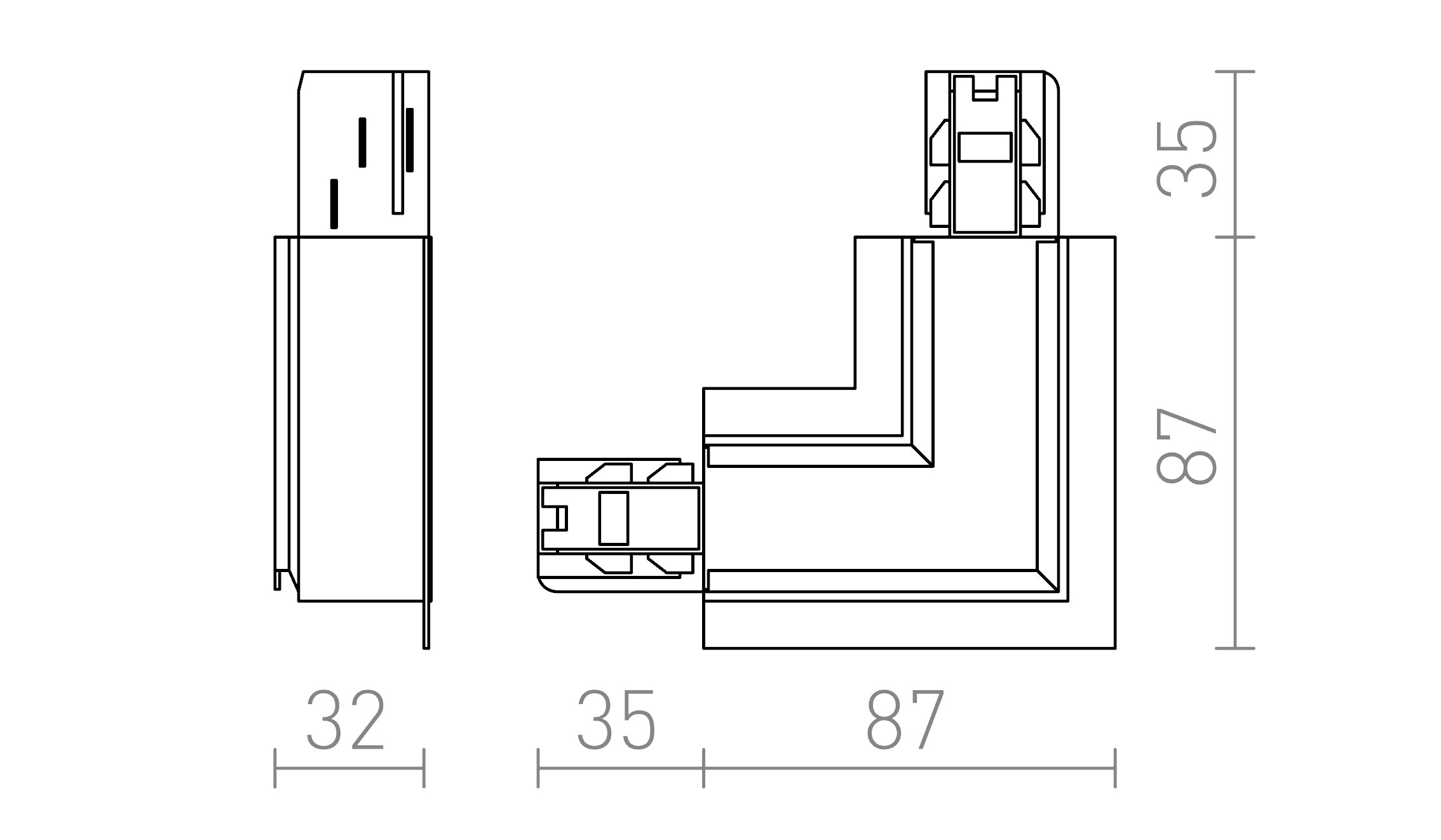 JUNTA L EUTRAC PARA CALHAS EMBUTIDAS (POLARIDADE INTERIOR) - Product sketch