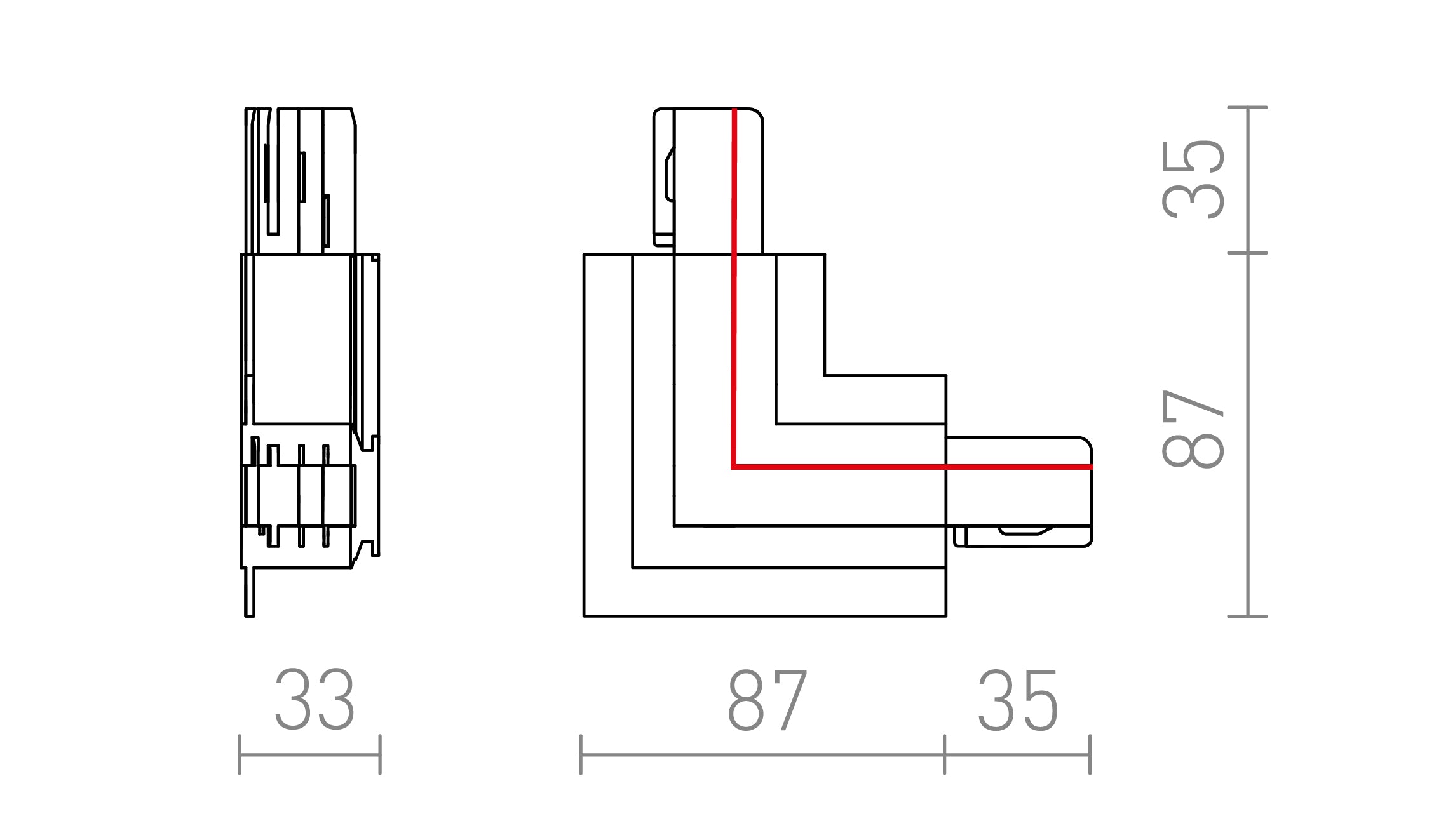 JUNTA L EUTRAC PARA CALHAS EMBUTIDAS (POLARIDADE INTERIOR) - Product sketch
