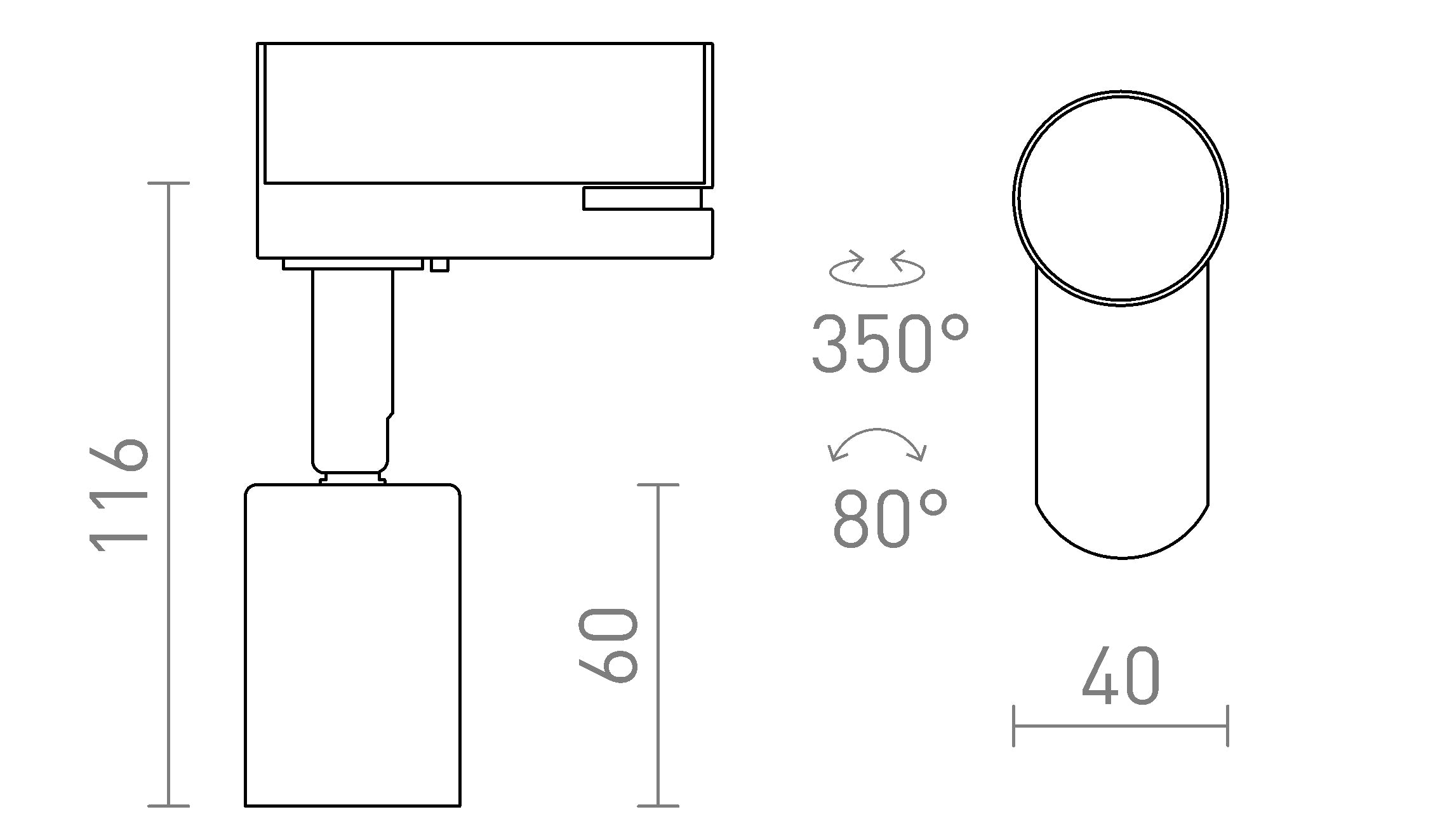 FAX E27 PARA CALHA TRIFÁSICA - Product sketch
