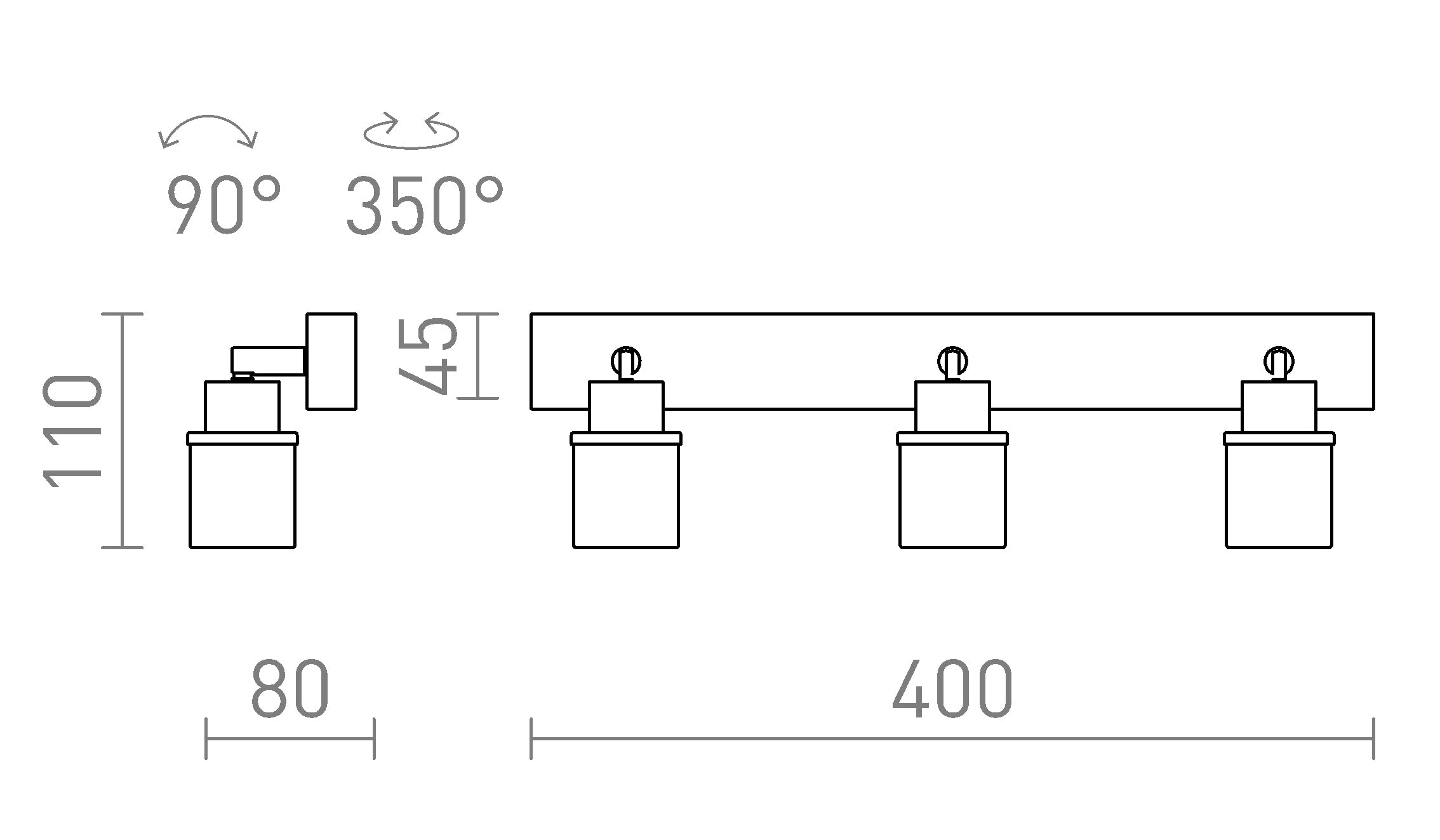 LINN III de superfície lâmpada - Product sketch