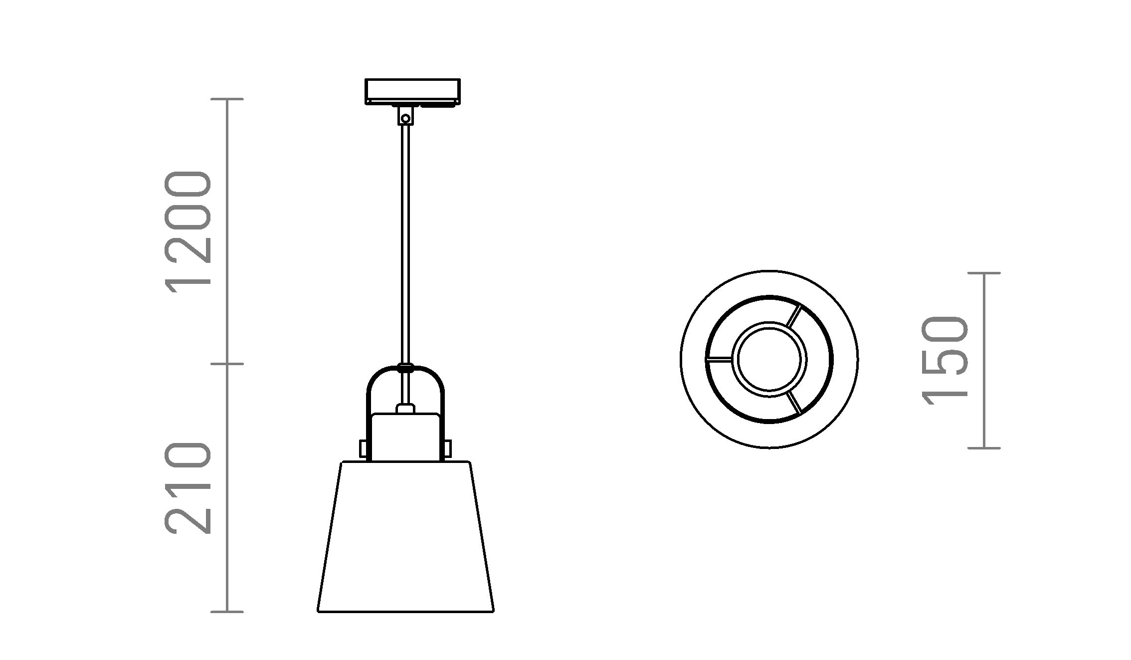 CHOUPETTE PARA CALHA MONOFÁSICA - Product sketch
