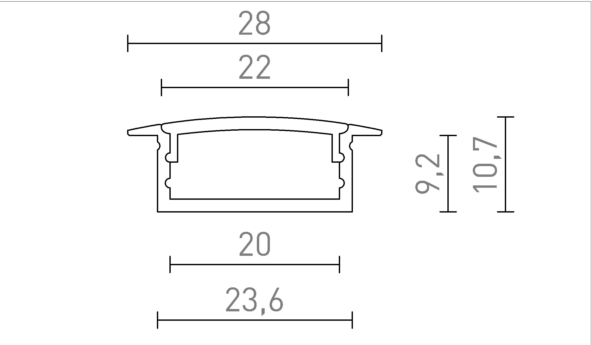 PERFIL LED A EMBUTIDO - Product sketch