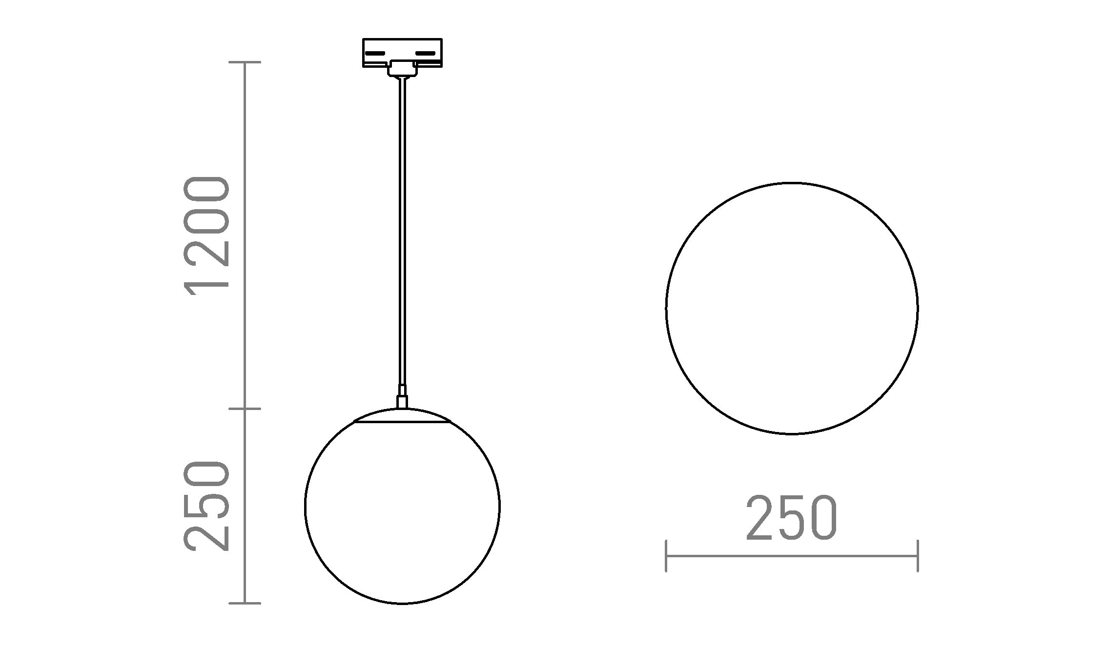 LUNA 25 PARA CALHA TRIFÁSICA - Product sketch