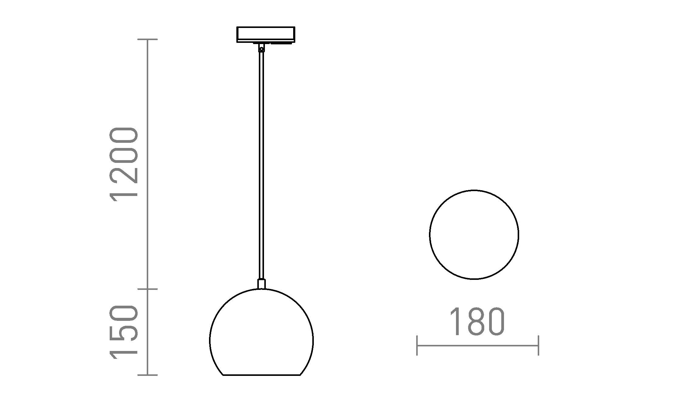 AGNETA PARA CALHA MONOFÁSICA SUSPENSA - Product sketch
