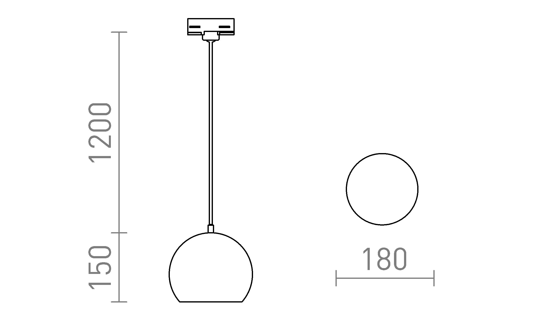 AGNETA PARA CALHA TRIFÁSICA SUSPENSA - Product sketch