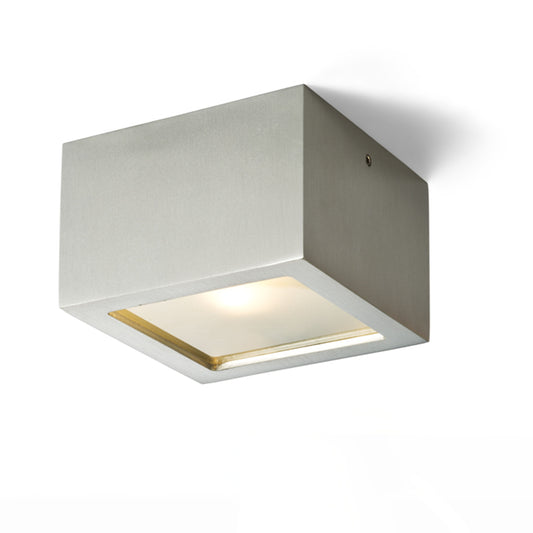 RENDL surface mounted lamp DEZA square  aluminum/satinated glass 230V LED G9 5W IP54 R10166 1