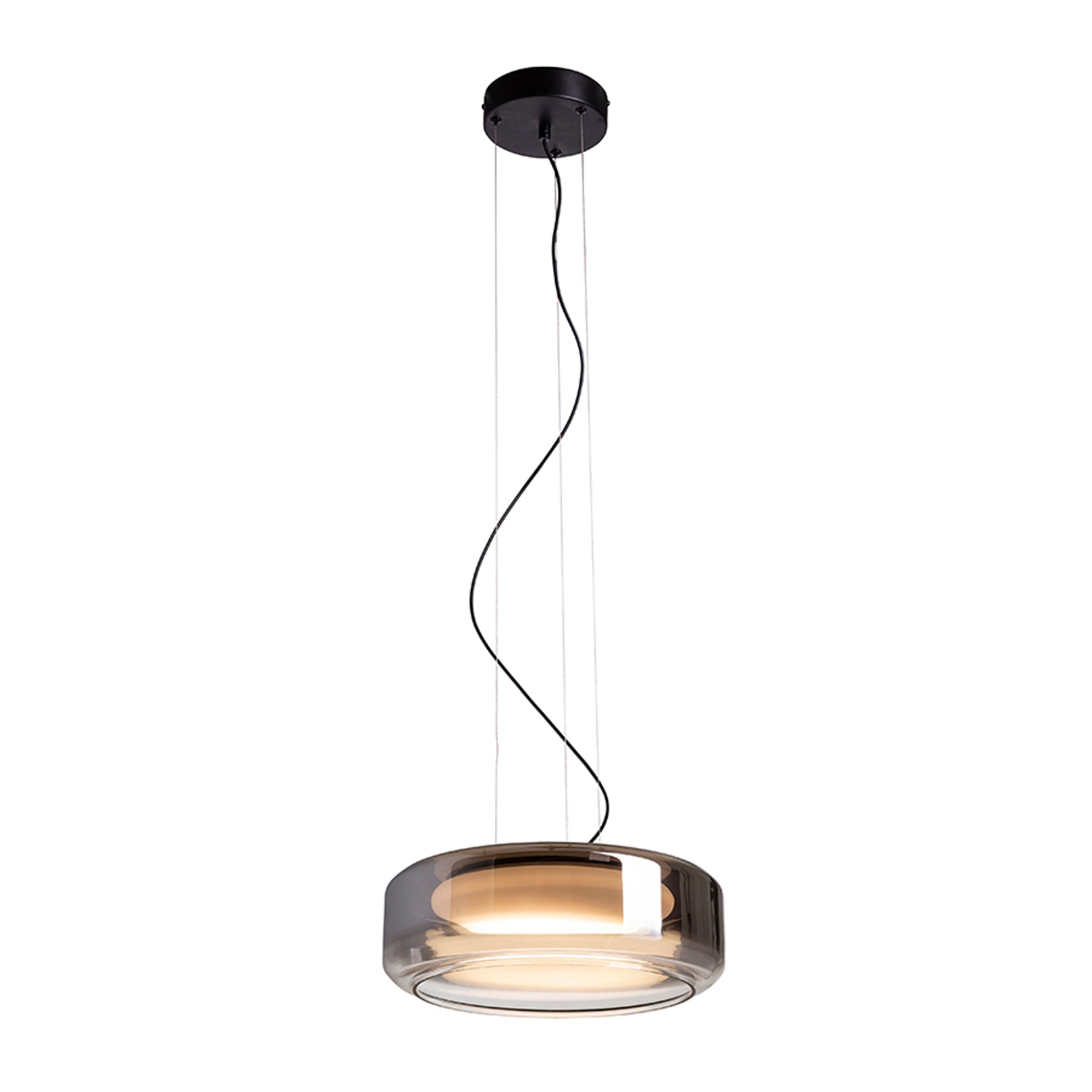 RENDL pendant lamp NAOMI 35 pendant  smoke-colored glass/frosted glass/black 230V LED 18W  3000K R14400 7